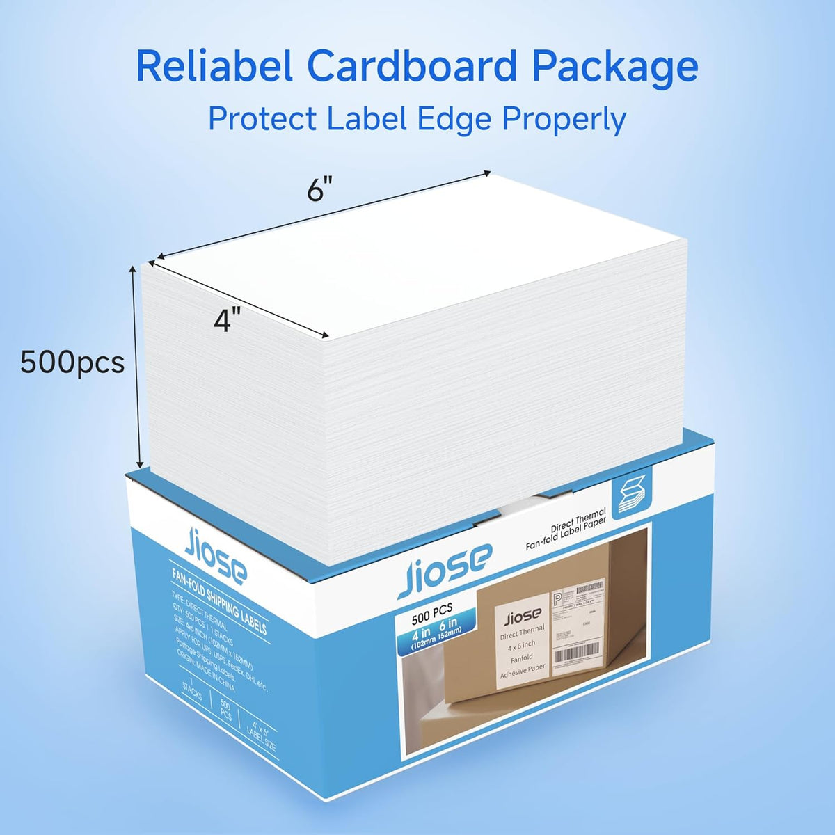 500ct 4x6 Fanfold Direct Thermal Shipping Labels - Perforated, Commercial Grade